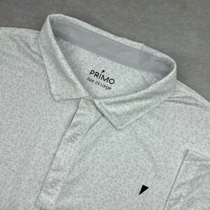 Primo Golf Polo Shirt Men 2XL White Grey Floral Print Performance Stretch Casual